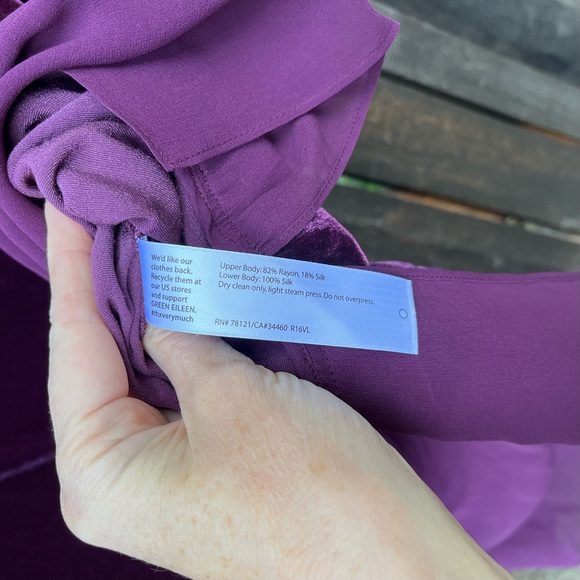 Eileen Fisher Bateau Neck Velvet Rayon Silk Hi-Lo Top In Mauve Sz Petite Large - Picture 3 of 14